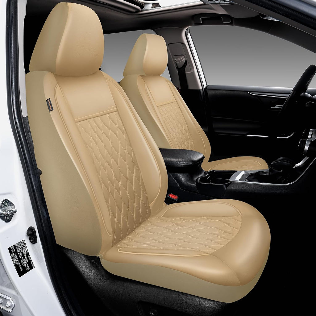 caromop faux leather car seat covers full set,luxury shown in use