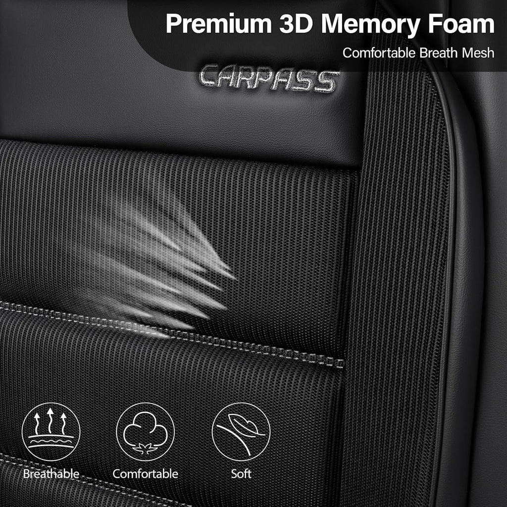 car pass memory foam seat covers front, airy showing dimensions