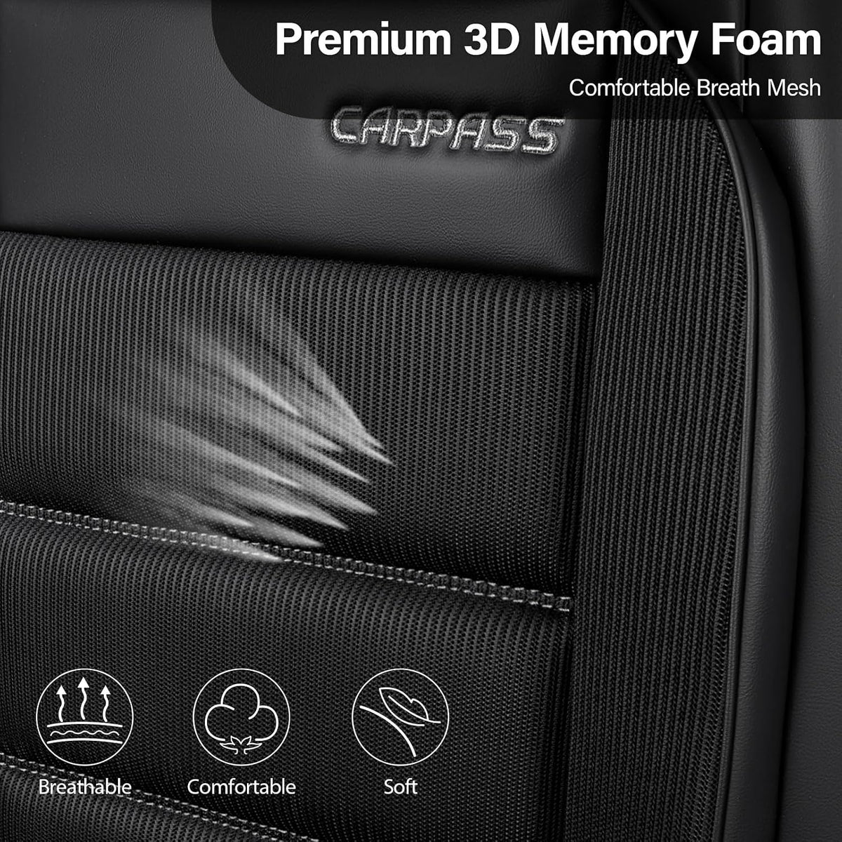 car pass memory foam seat covers front, airy showing dimensions