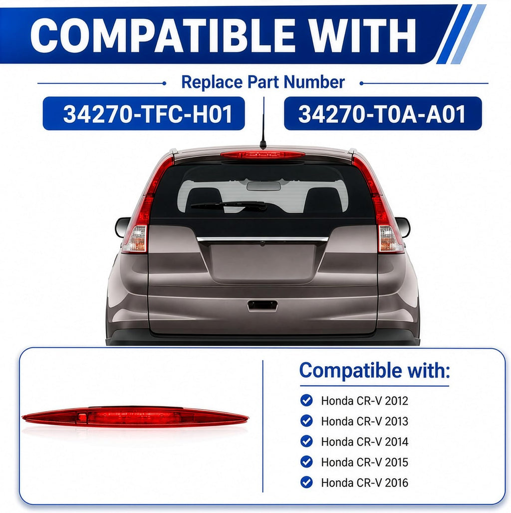 Third 3rd Brake Light High Mount Stop Light 3rd Lamp Compatible With 2012 2013 2014 2015 2016 Honda CRV CR-V Repalcement 34270-TFC-H01 34270-T0A-A01 (Red)