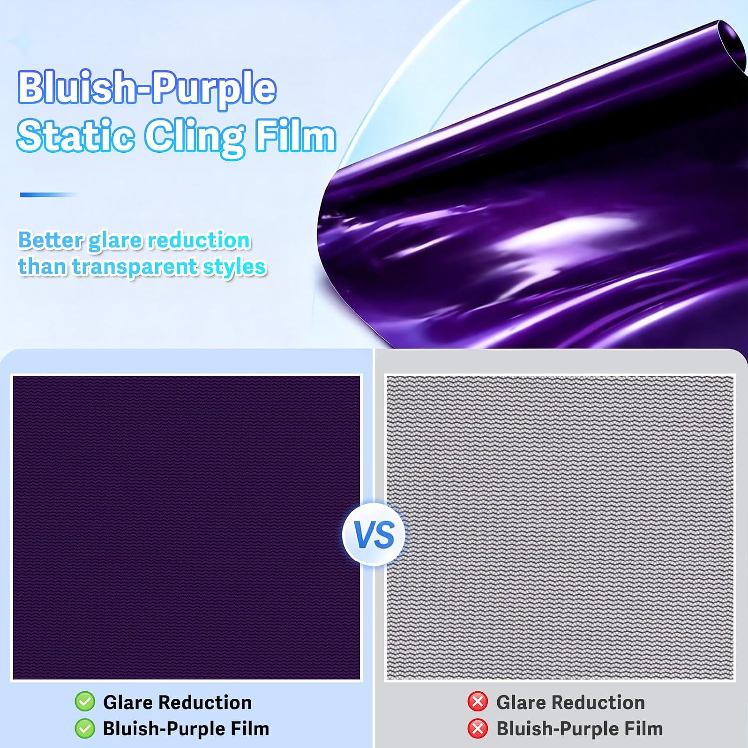 ZATOOTO Car Window Shade for Driver Window Sun Shade, 2 Pack 16"x7" Static Cling Sun Shade for Car | Bluish-Purple for Glare | Tile Two for Custom Coverage| Removable for Changing Light Conditions