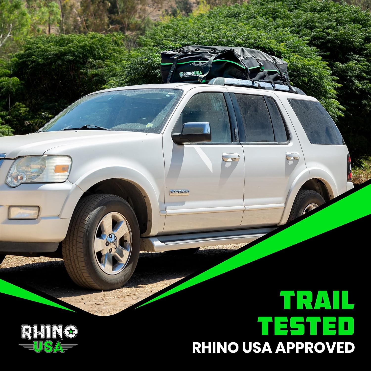 Rhino USA Rooftop Cargo Carrier for Car Storage (17.7 Cubic Feet) Heavy Duty Waterproof Roof Top Bag with Industrial Grade Zippers - Used for All Vehicle with/Without Rack Carriers - Lock Included
