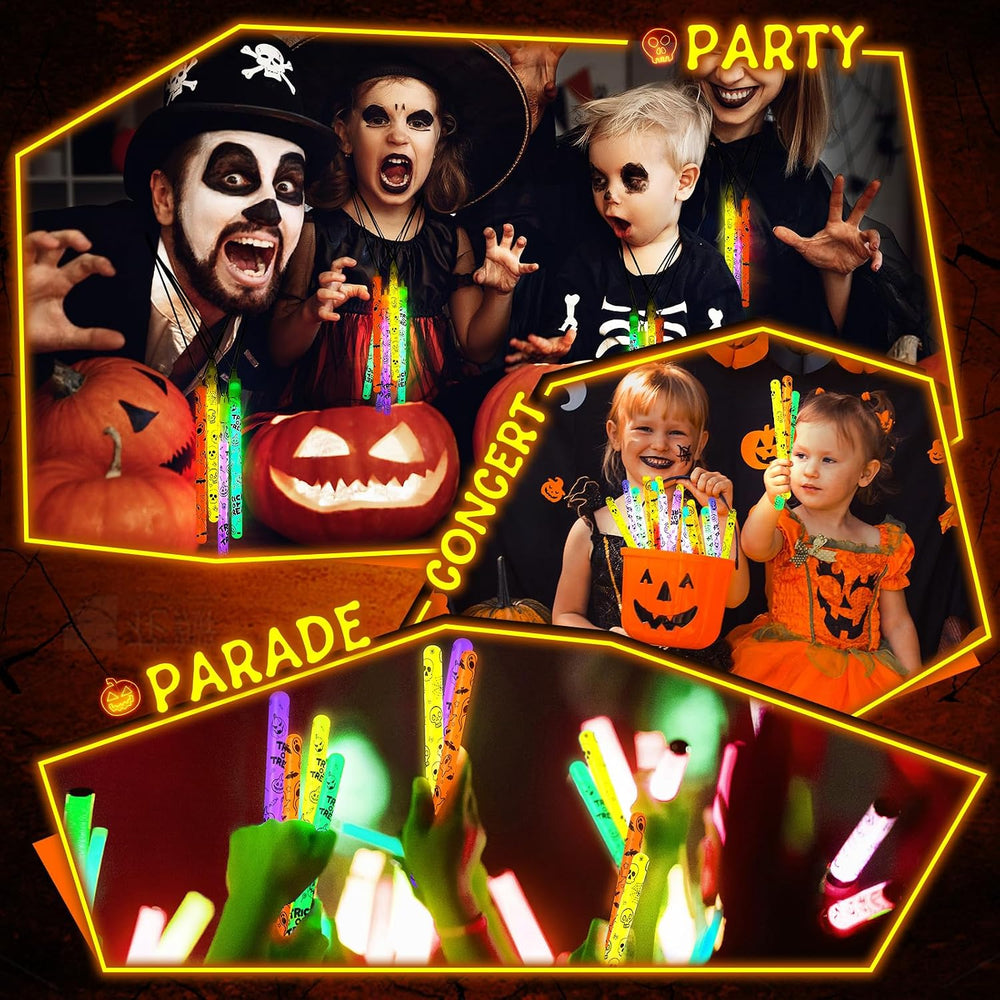 Lewtemi 96 Pcs Halloween Glow Sticks Bulk, Hanging Glow Wands Party Favors