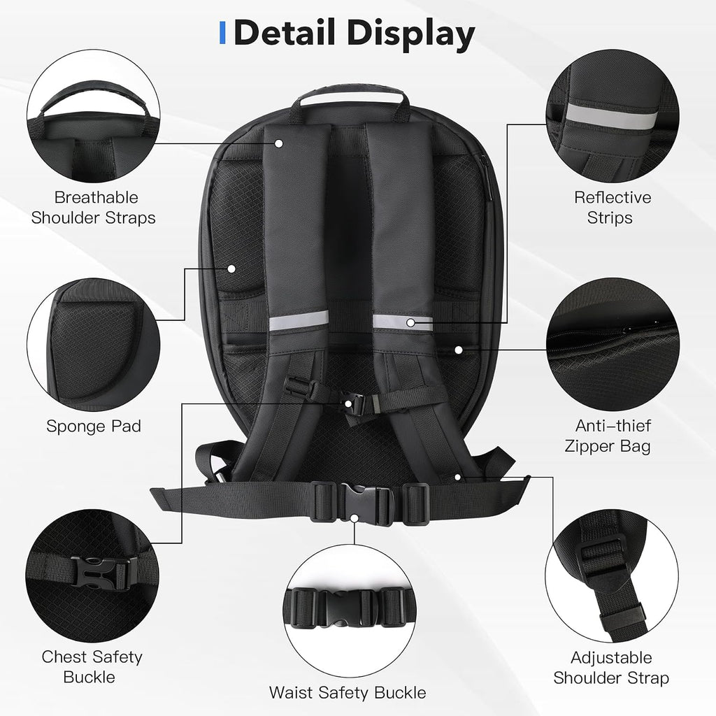 Motorcycle Backpacks for Men, LED Motorcycle Backpack With Full Color Screen, Large Capacity Laptop Backpack, Hard Shell Waterproof Helmet Bag (Graffiti)