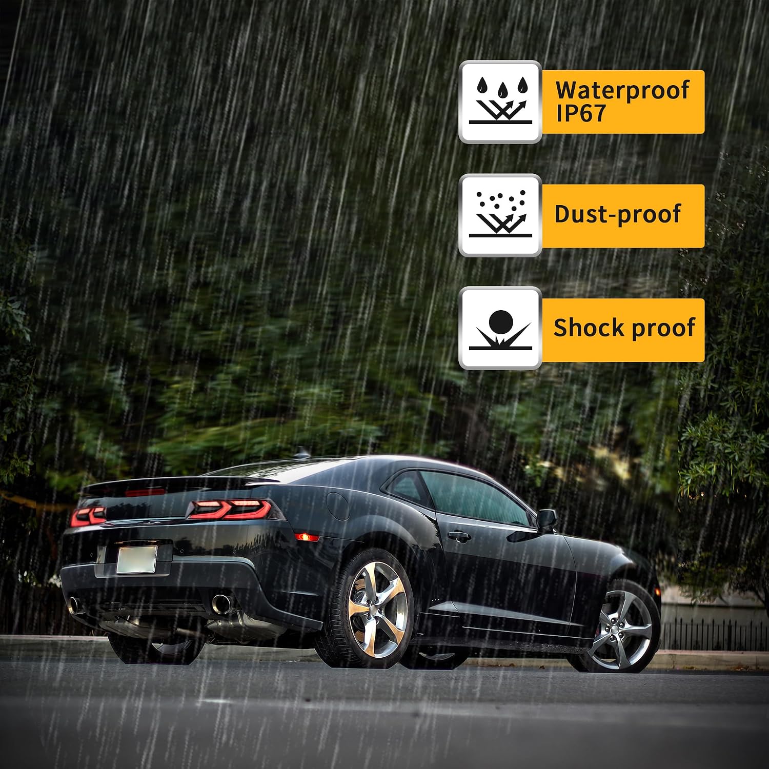 VLAND Led Tail Lights Compatible with Camaro Coupe 2014 2015 LT LS SS ZL1 w/Red Turn Signal Rear Lamp Assembly Smoke Lens Sold as Pairs