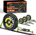 2" x 16' E Track Tire Straps with Fittings, 4 Pack, Car Tie Down Straps for Trailers, Over the Wheel Ratchet Strap with Rubber Blocks, Vehicle Auto Tie Down Kit for Hauling Oversize Tires