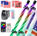 UNI-SHINE 2PCS 4FT LED Whip Lights with Spring Base Spiral RGB Chasing Lights with APP & Remote Control, Music Antenna Whip Light for Can-Am UTV ATV RZR Can-Am SXS Polaris Offroad