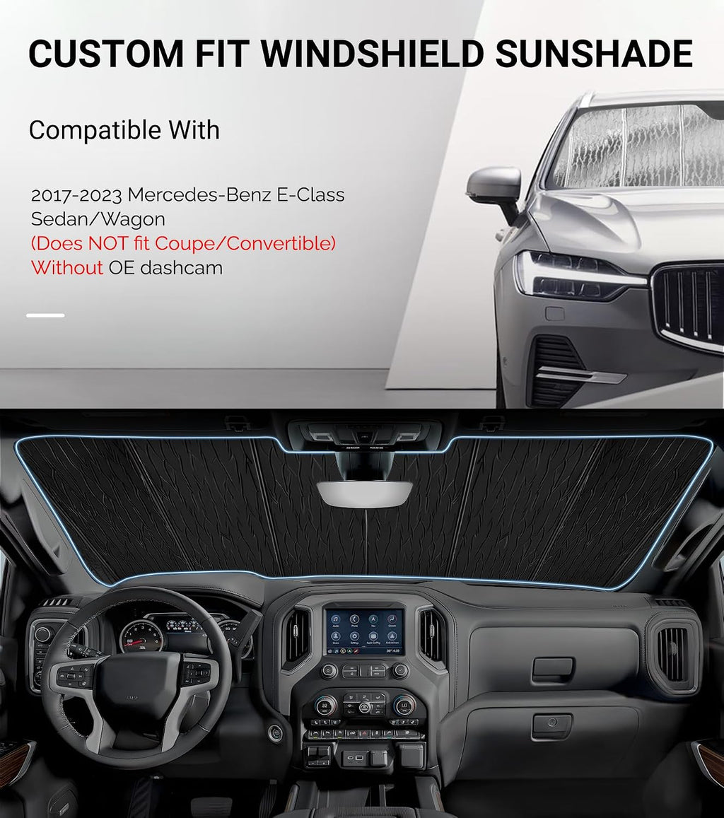 Pigenius Windshield Sunshade for Mercedes-Benz E-Class Sedan/Wagon 2017-2023 Without OE Dashcam, Front Window Shade - AstraGuard