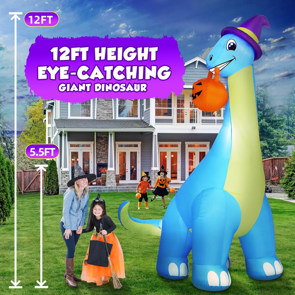 zukakii 13Ft Giant Halloween Inflatable Decorations Dinosaur, Build-in LEDs &...