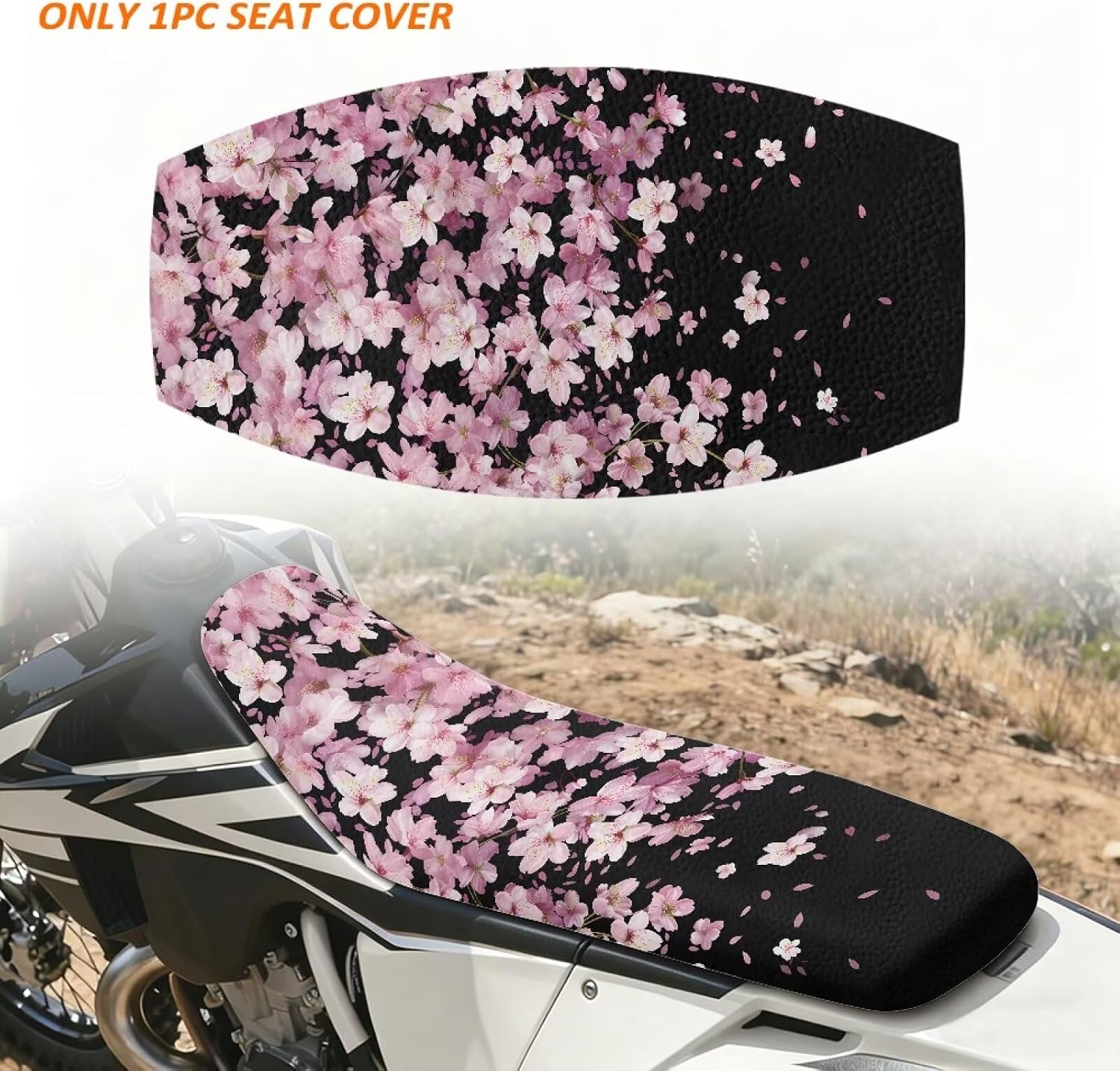 Dirt Bike Seat Cover PU Seat Cover Scratch-Resistant for E Dirt Pit Bike Ebike Motocross Motorcycle Enduro KX KLX 65 80 85 100 110 250 450, Pink Cherry Blossoms