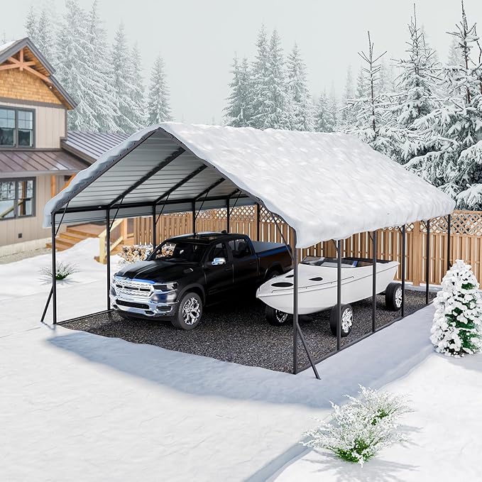 VEVOR 20x24 ft Heavy Duty Metal Carport, Outdoor Car Shelter - Image 8