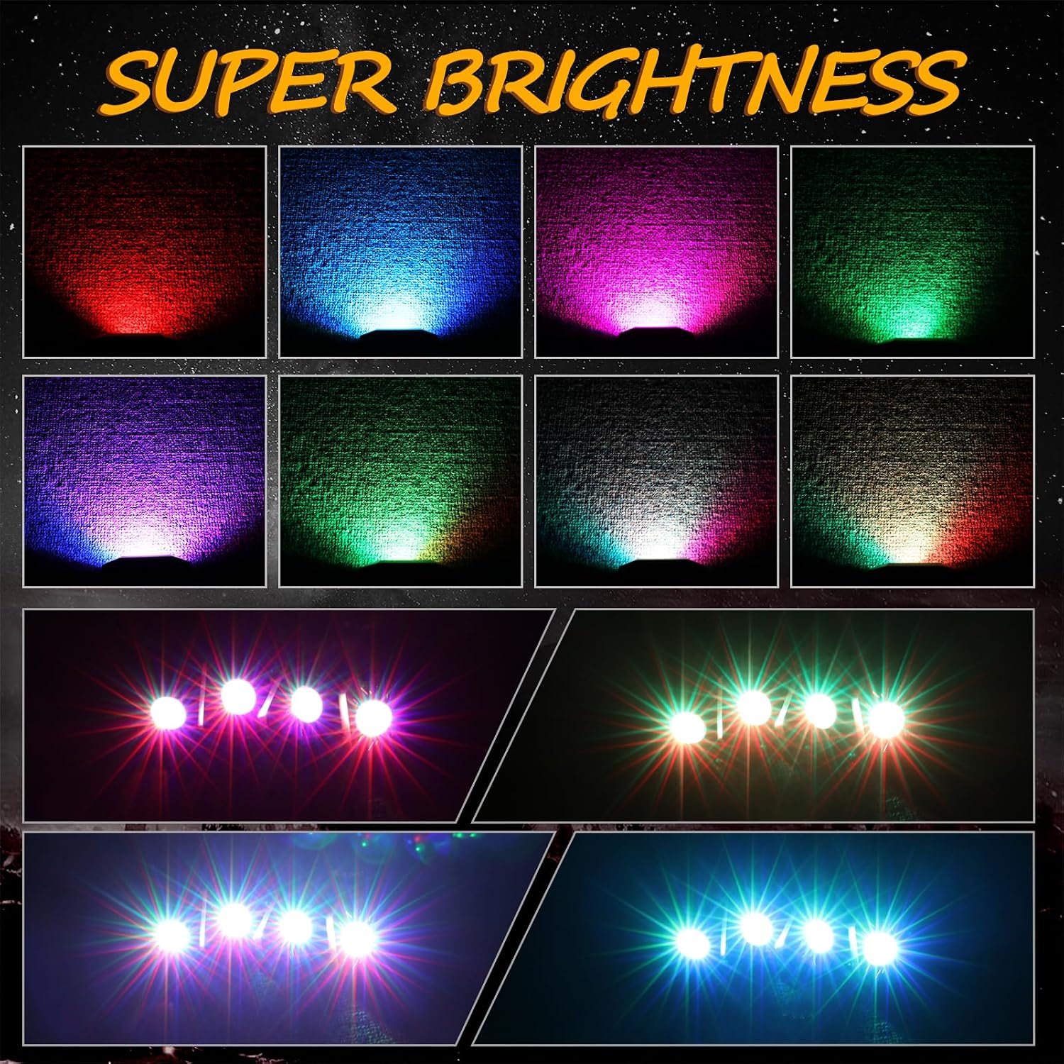 RGB Rock Light Kits, Niwaker 4 Pods LED Rock Lights with Bluetooth Control Multicolor Neon LED Lights RGB Underglow Lights for Truck UTV ATV SUV Off Road Side by Side Polaris Can-am Kawasaki Boat