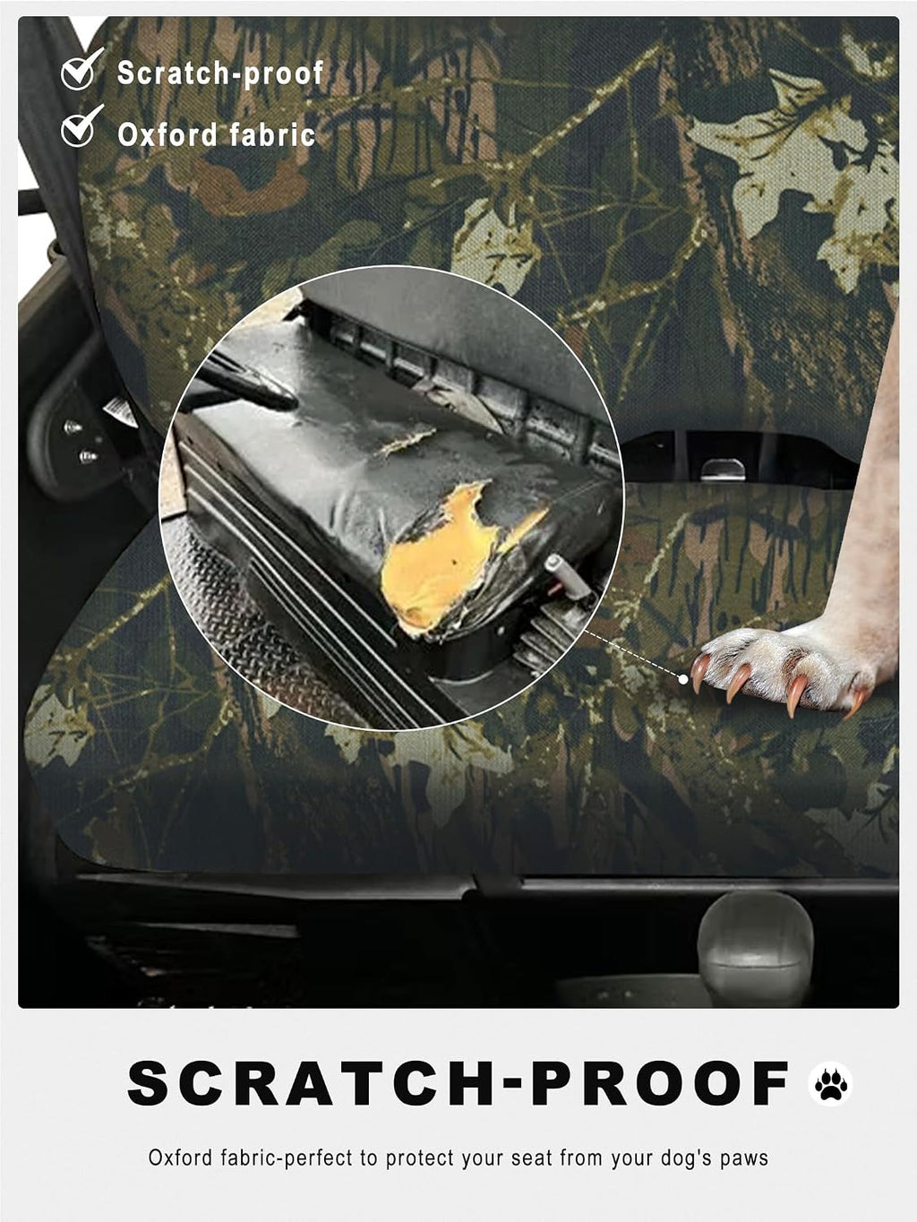 ZIDIYORUO Mule Bench Seat Cover Compatible with Kawasaki Mule 3000 3010 3020 4000 4010 (2001-2023 2025), Fabric Waterproof Anti-Scratch UTV Seat Cover Set for Mule Seat Accessories Parts（Camo）