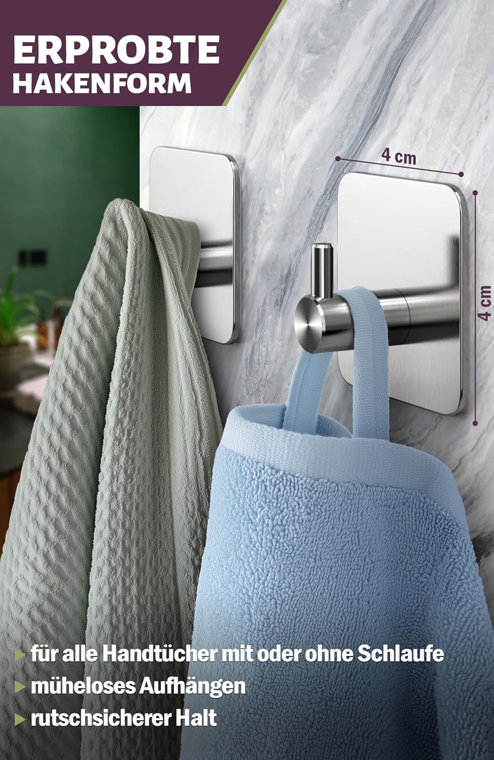 menz towel rail no drilling classic adhesive hooks, close-up detail