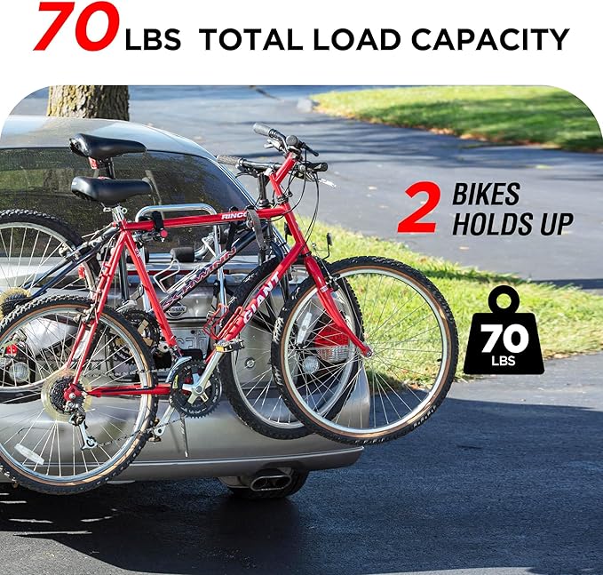 Rockland Aluminum 2-Bike Rack, 70 lbs Capacity, Lightweight Trunk Mount Bike - Image 2
