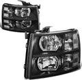 DNA Motoring HL-OH-CSIL07-BK-CL1 Pair of Black Housing Headlights Compatible with 07-13 Silverado 1500 / 07-14 Silverado 2500 3500 & HD Models