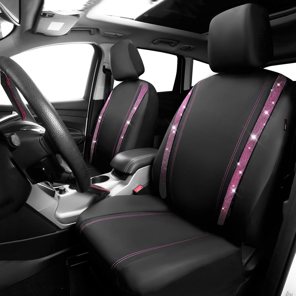 car pass leather bling diamond car seat covers, close-up detail