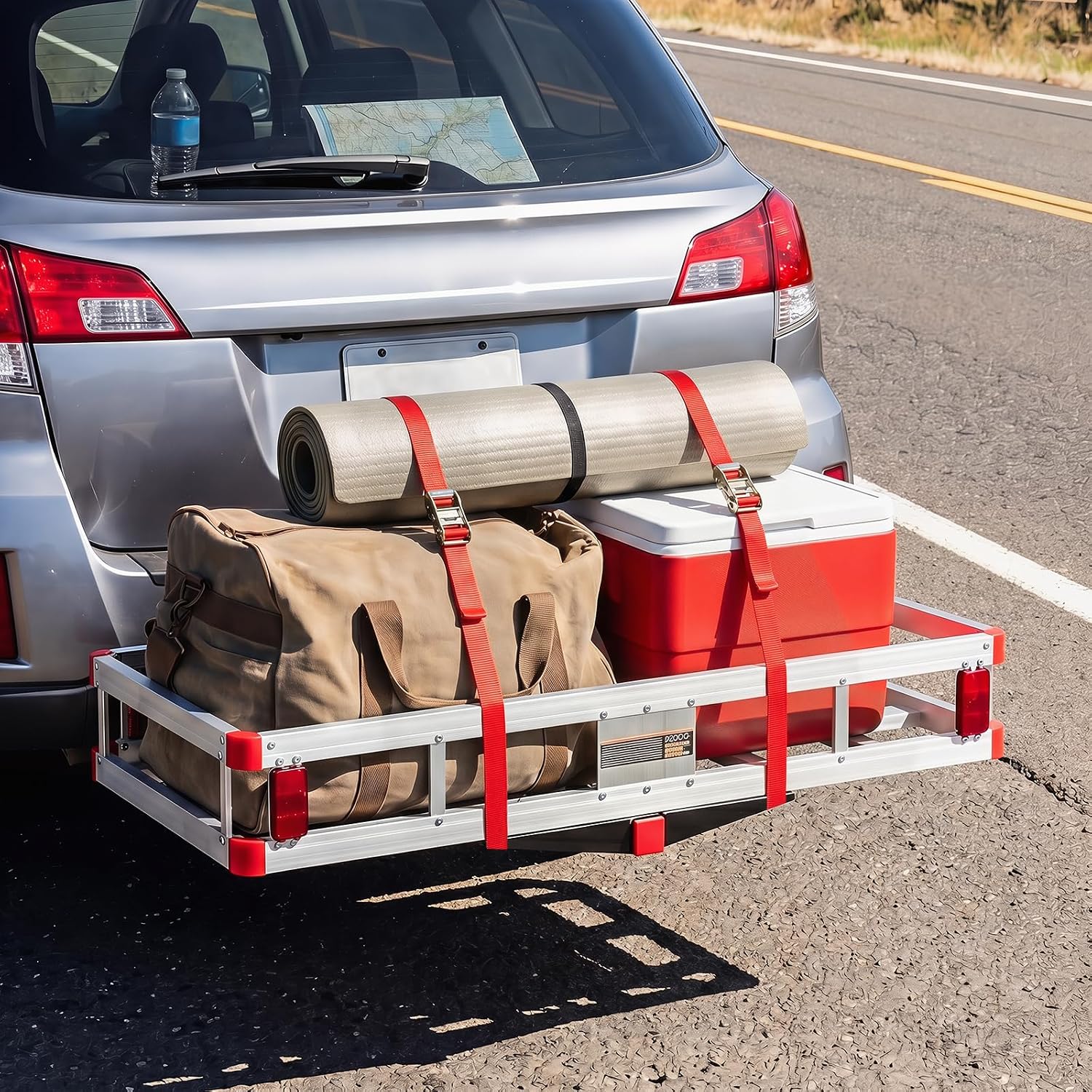 Goplus Hitch Cargo Carrier, Aluminum Hitch Mount Cargo Basket with 500LBS Capacity, Fits 2” Receiver, 60” x 22” x 7” Trailer Hitch Cargo Carrier for Vehicle Car SUV Truck