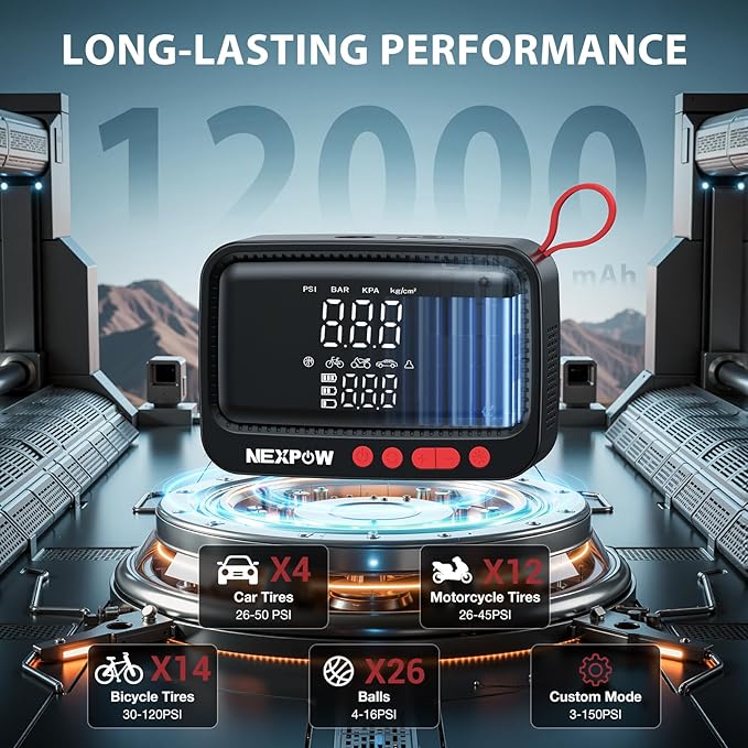 NEXPOW Tire Inflator Portable Air Compressor, 150 PSI Cordless Air Pump - Image 3