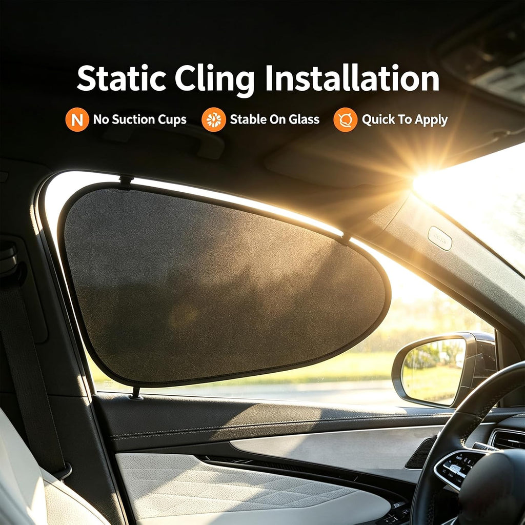 Static Cling Car Window Shades, Thermal Insulation Privacy Shade Car Side Window Sun Blocker, Foldable Static Cling Windows Sunshade Visor, Universal Fit SUV Sedan MPV, No Glue No Residue