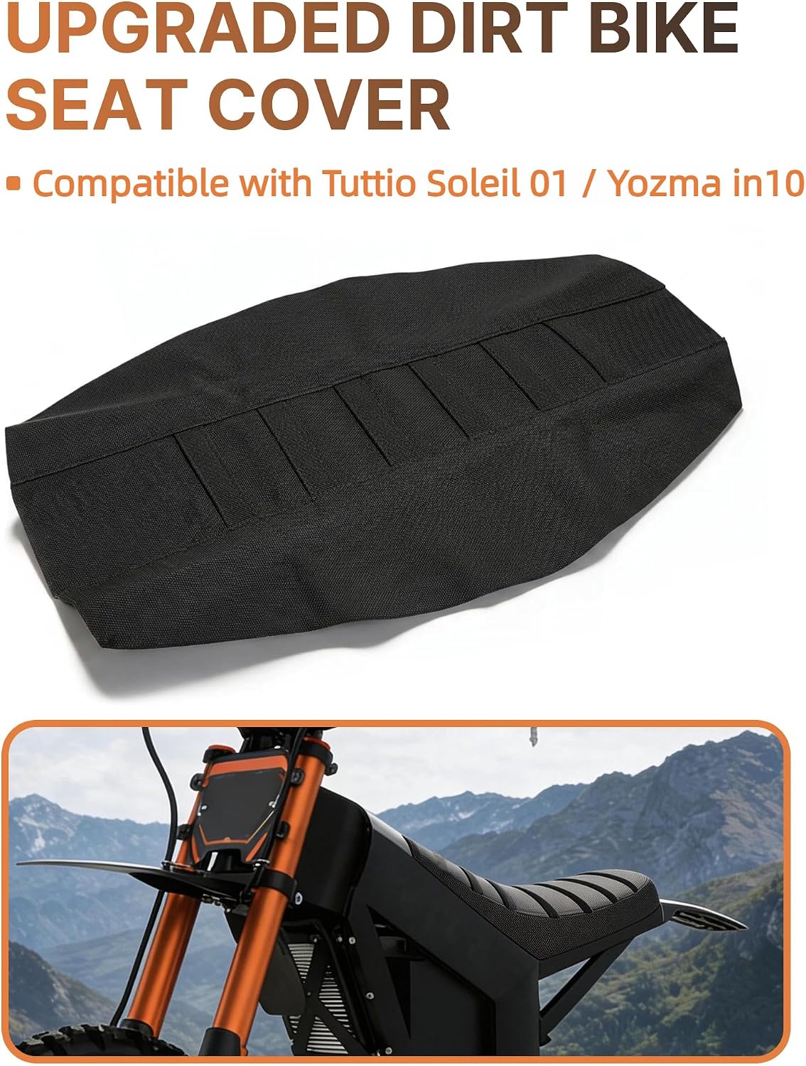 Ebike Seat Cover for Tuttio Soleil01 Electric Dirt Bike, Anti-Slip and Waterproof, Thickened Seat Cover for Yozma in 10 Electric Motorcycle, Ebike Upgraded Replacement Part, Black