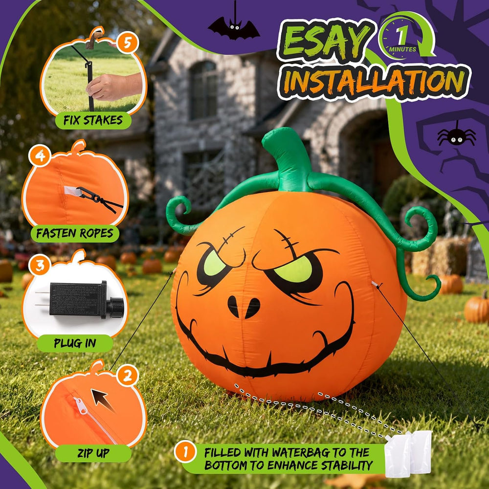 5FT Halloween Inflatables Pumpkin Outdoor Decorations Yard Decor