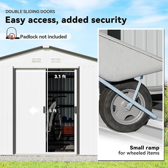 Outsunny 11' x 9' Outdoor Storage Shed, Garden Tool Metal Shed - Image 4