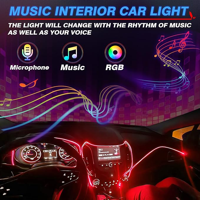 MICTUNING Car LED Interior Strip Light, 8 in 1 RGB Multicolor - Image 4