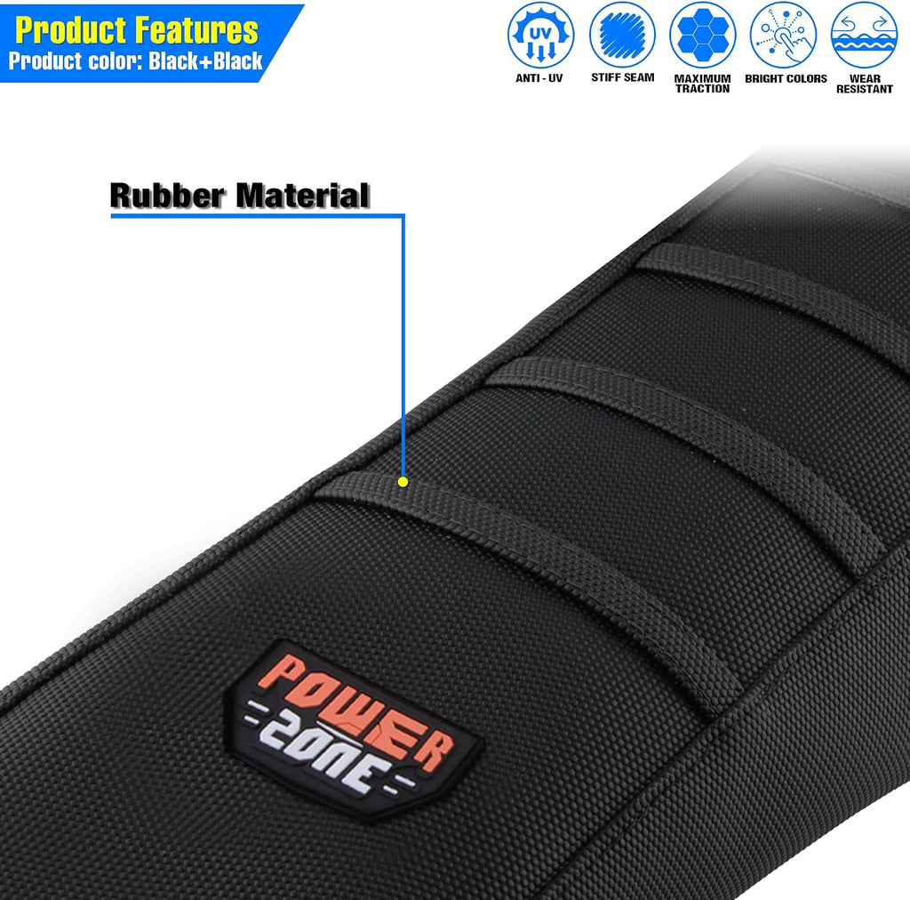 Motorcycle Universal Seat Cover Non-Slip Rubber Striped Gripper Soft Sewing for Yozma In10 CRF WR WRF RMZ YZF SXF EXC EXC XC SX CR KLX Dirt Pit Bike Motocross Off Road Motorbike (Black)