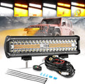 Auxbeam 12 Inch LED Light Bar, 6 Modes Strobe Amber Pod Lights Yellow Fog Light