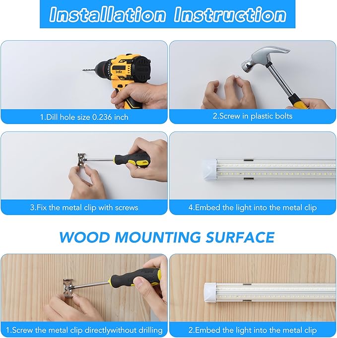T8 LED Shop Lights 4FT, 4 Pack LED Garage Lights 50W 9600LM 6000K, Linkable - Image 4
