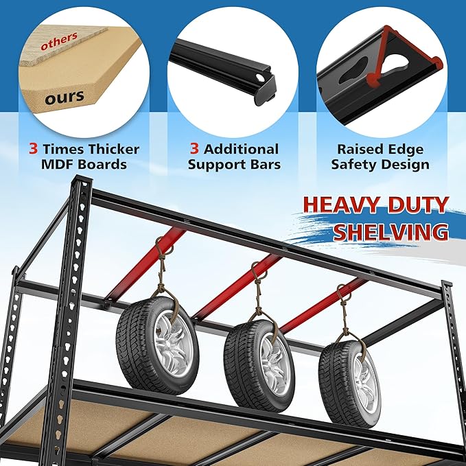59.8" W Garage Shelving 72" H Storage Shelves 2750LBS Metal Shelving Heavy Duty - Image 6