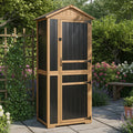 outdoor storage cabinet, wood & metal garden shed, main product view