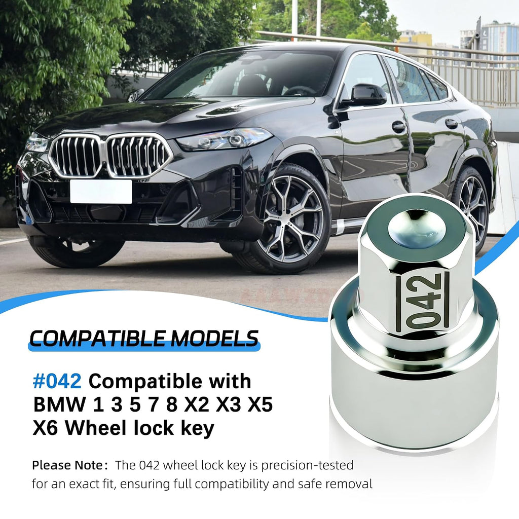#042 Compatible with BMW 1 3 5 7 8 X2 X3 X5 X6 Wheel Lock Key Tire Lug Key | 042 Wheel Locking Nut Key Replacement