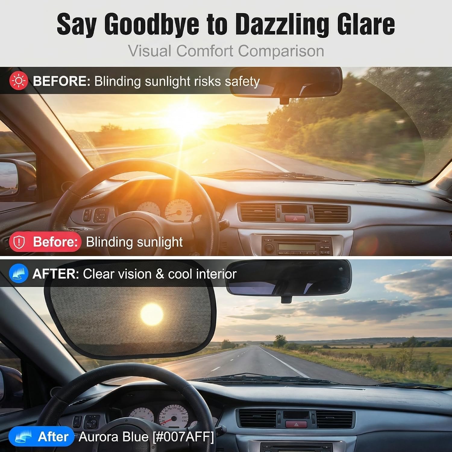 2 PCS Miniature Static Cling Car Window Shades, 10" × 7" Glare Protection Windshield Sun Shade, Car Side Window Shade, Universal Windshield Sun Shade Protection Accessories for Safe Driving