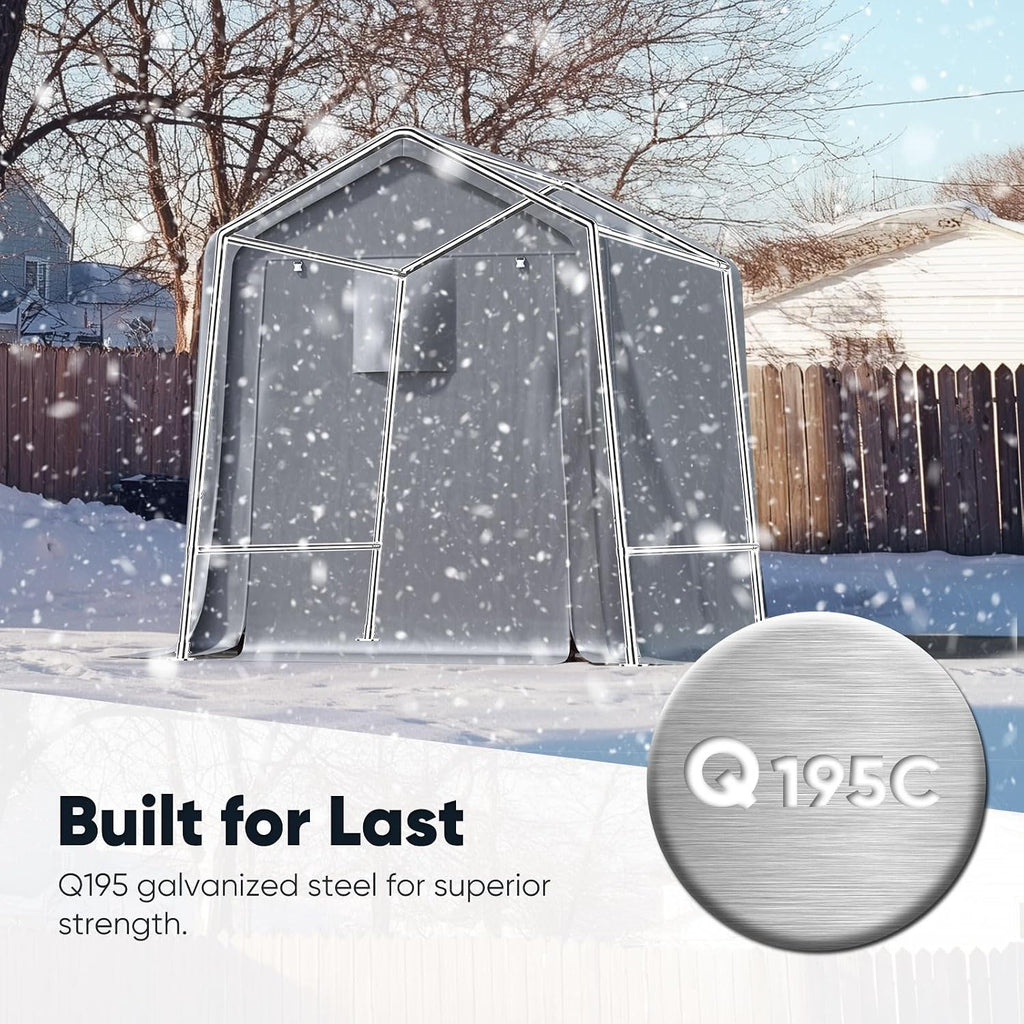 quictent 6x8ft small storage shelter portable shed with, close-up detail