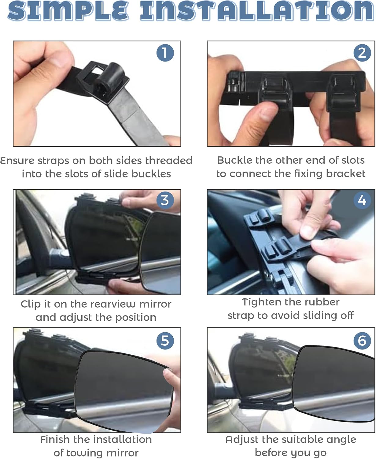 Tow Mirrors,Mirror Extenders for Towing,Universal Clamp-On 360 Degree Rotation Adjustable Trailer Mirrors for Towing,Applicable to the Rearview Mirror of Most Cars,Trucks,and Trailers