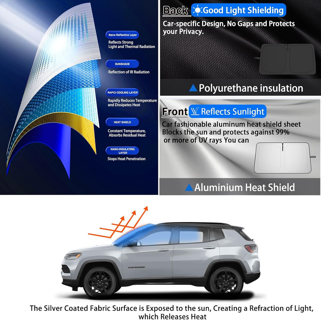 SHAOHAO for 2026 Honda Passport Car Windshield Sun Shade, for 2026 Honda Passport Accessories Foldable Front Window Sunshade Heat Reflective Interior Cool UV Ray Blocking Sun Protection