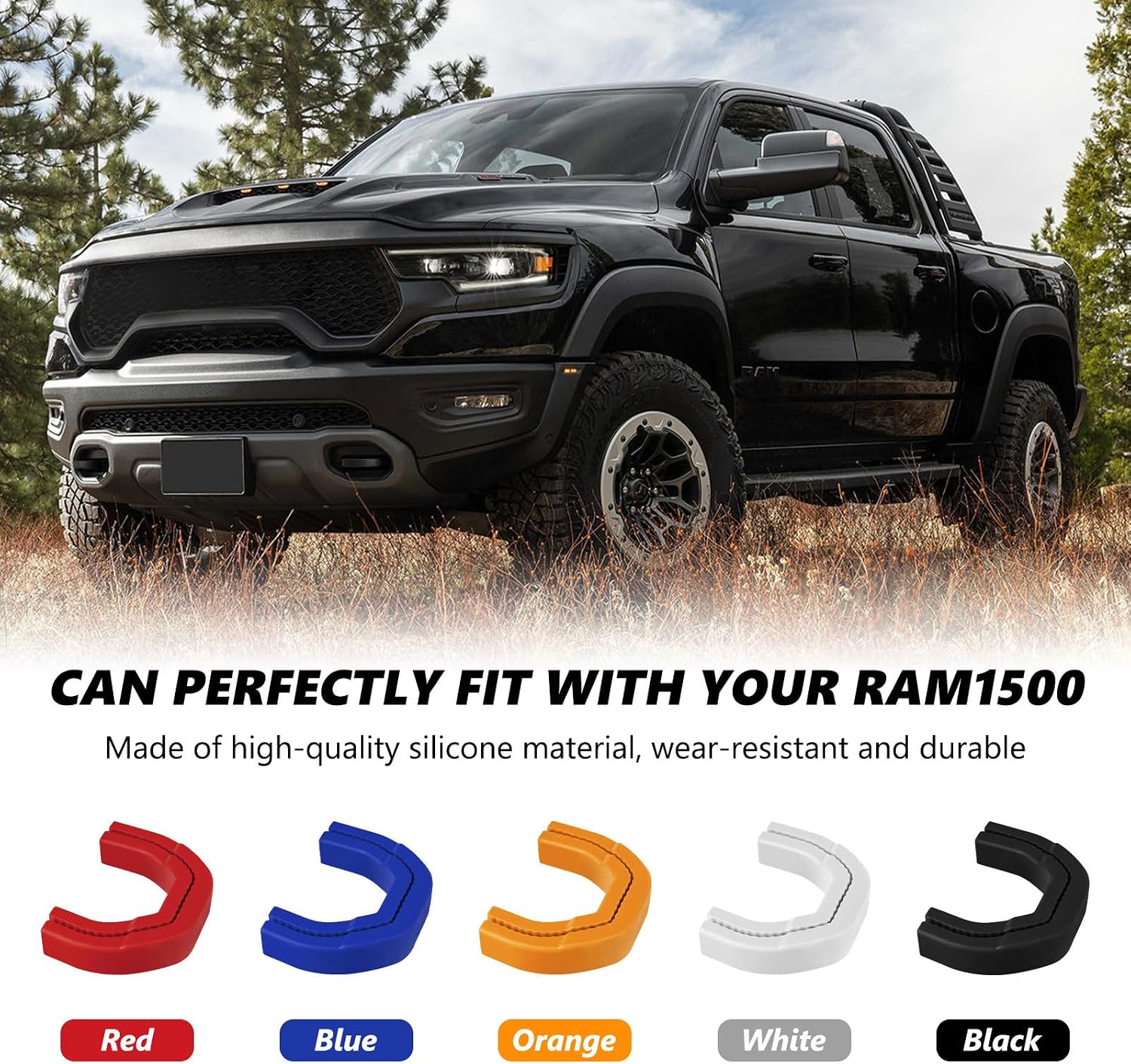 Front Tow Hooks Covers Hitch Cover Customized Car Tow Hooks Compatible with RAM 1500 Accessories 2019-2026|Black (Not Fit for RAM 1500 Classic,Warlock,RAM 2500,RAM 3500)