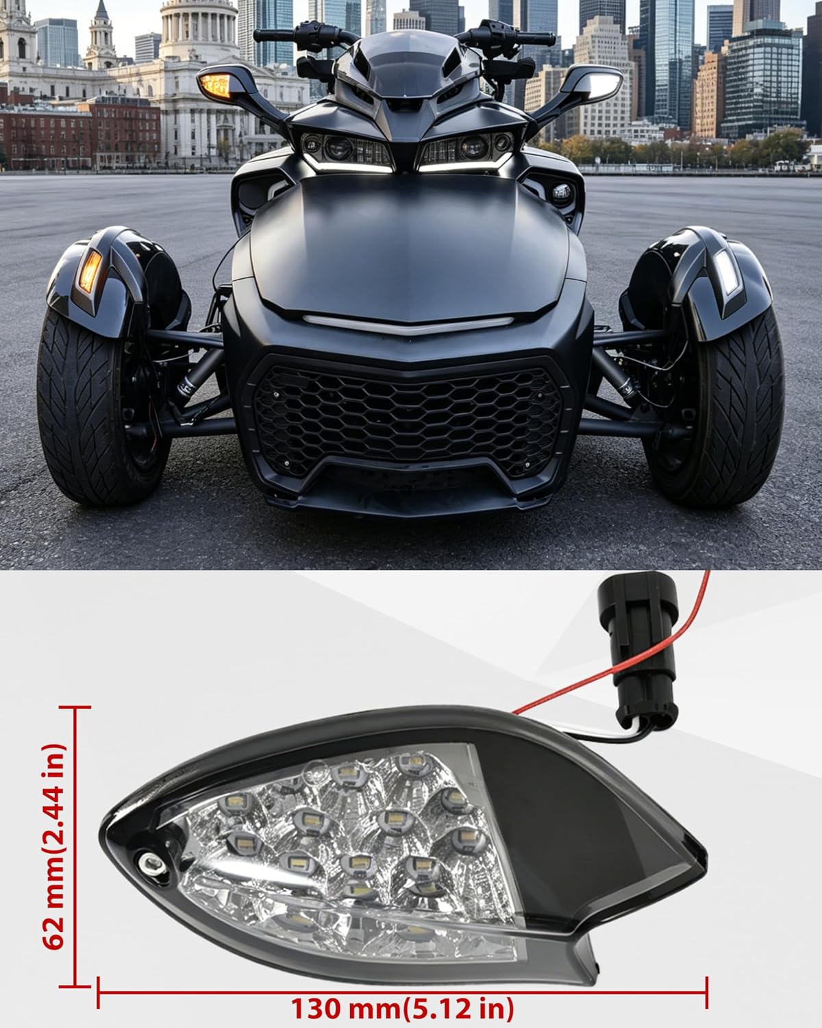 SAUTVS LED Side Mirror Lights for Spder F3, LED Side Mirror Accent Auxiliary Lights Kit with Yellow Turn Signals for Can-Am Spyder F3 F3-S 2013-2026 Accessories (2PCS)