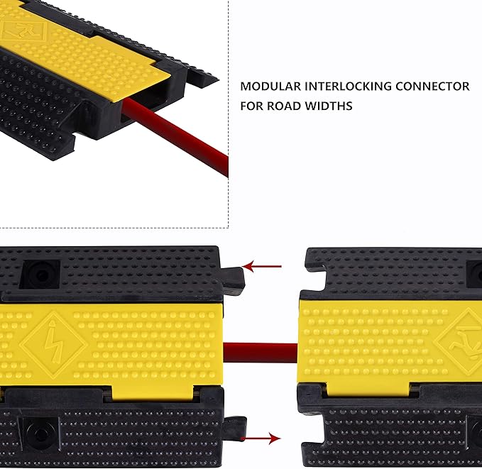 4 Pack Rubber Cable Ramp Hose Cable Protector Ramp 1 Channel 22000Lbs Load - Image 4