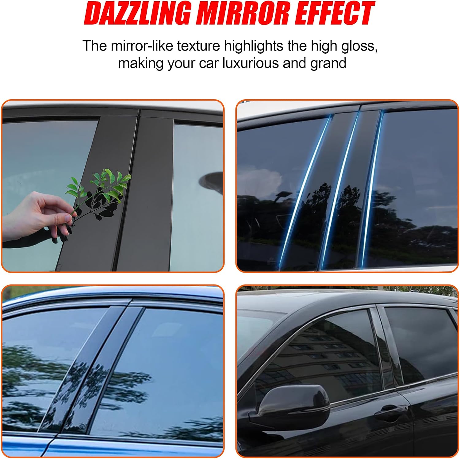 G Glossy Black Stainless Steel Door Pillar Post Trim Fit for Porsche Ma.can 2014-2022 Accessories Window Outer Post Panels Cover Door Pillar Moldings Sticker (8pCS)