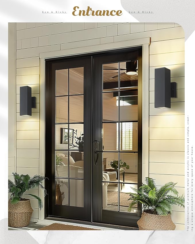 Ken & Ricky Outdoor Wall Lights, Modern Exterior Lighting Fixtures, Aluminum - Image 4