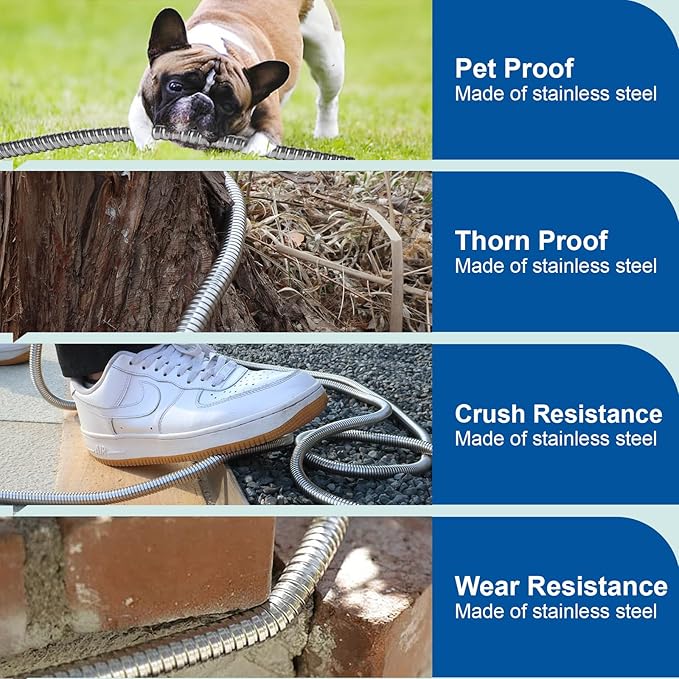 Metal Garden Hose 100 Ft Flexible Stainless Steel Garden Hose 100 Foot Heavy - Image 4