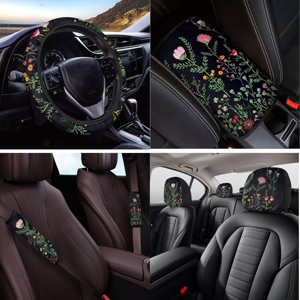 wildflower car seat covers full set with steering, side view