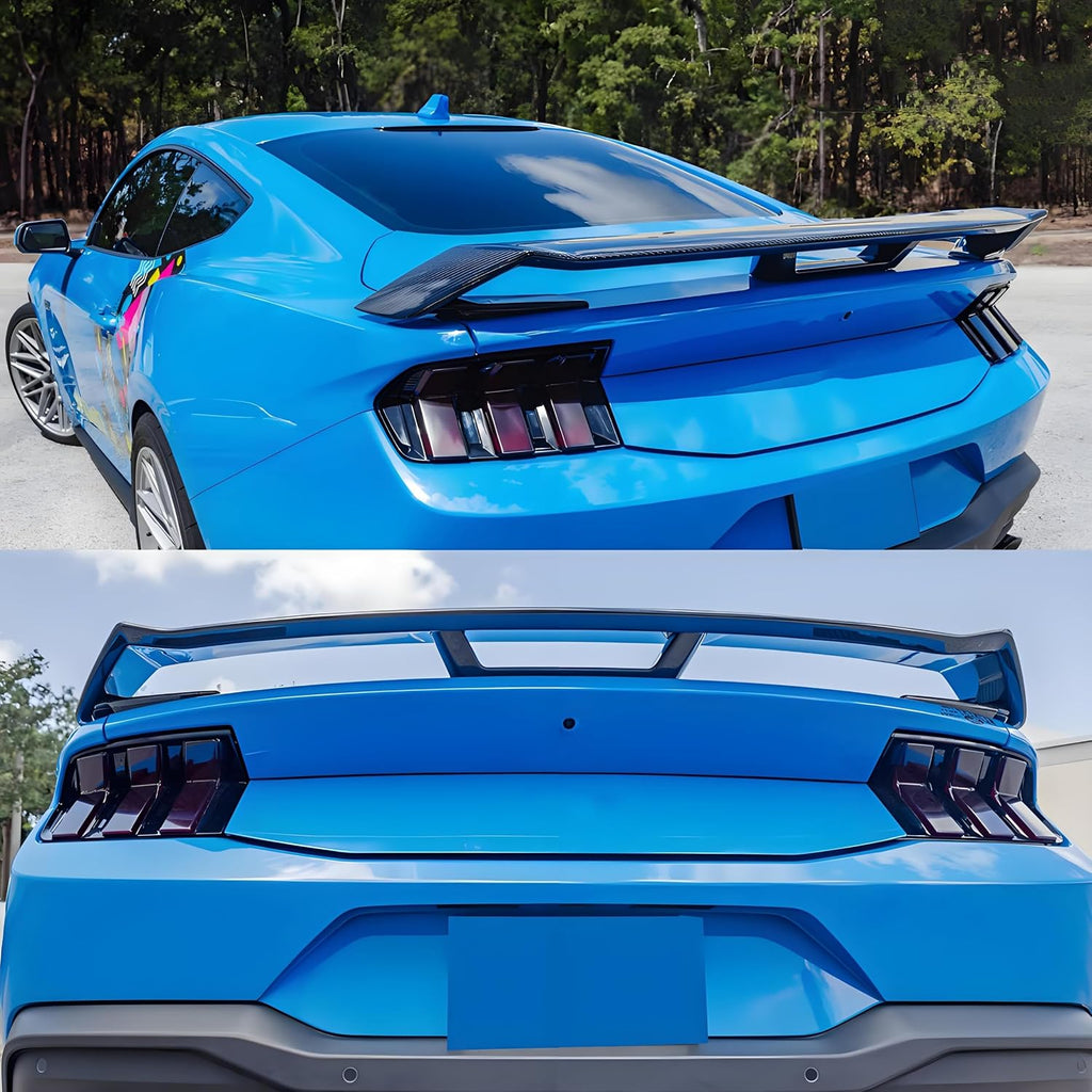 Tail Light Covers Guards Fit for Ford Mustang 2024 2025 2026 GT/EcoBoost/Premium/Dark Horse, Smoked Black Rear Light Protective Cover Guards Trim Set Exterior Accessories