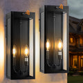 16” Dusk to Dawn Outdoor Lighting, 2 Pack Black Modern Porch Outside Lights