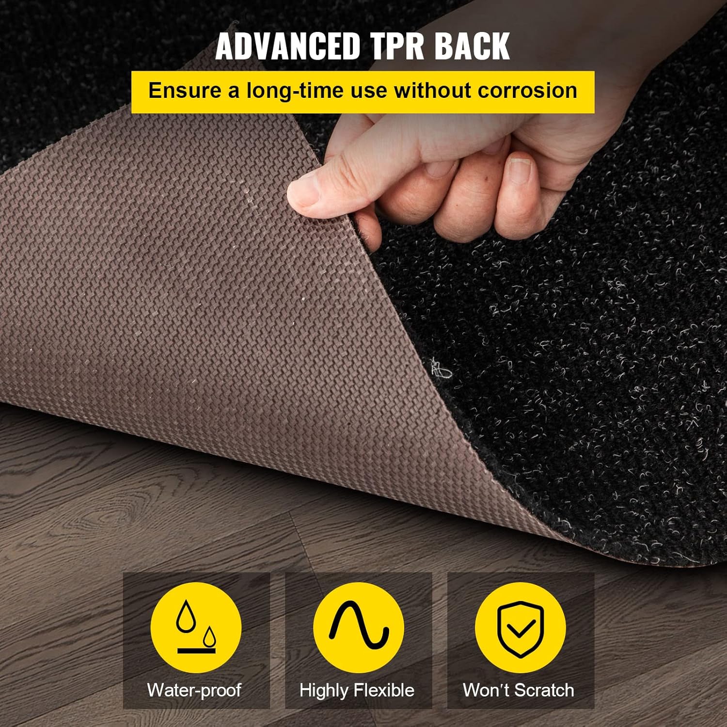 VEVOR Marine Carpet, 6 x 36 ft Indoor Outdoor Carpet Charcoal Black Marine Grade Boat Carpet, Marine Carpeting with Water-Proof TPR Backing Boat Carpeting Roll for Home Patio Porch