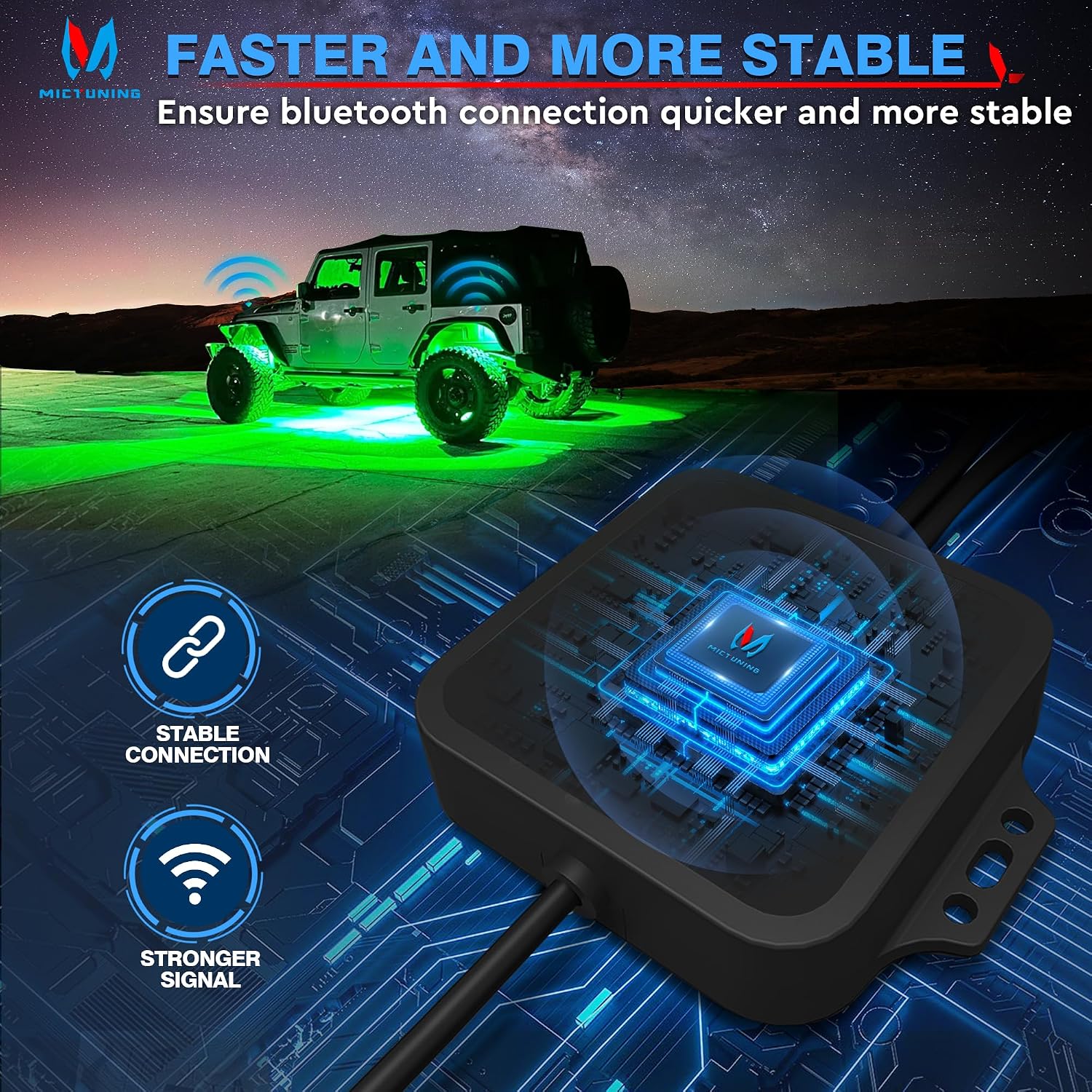 MICTUNING C2 Curved RGBW LED Rock Lights - 12 Pods Underglow Multicolor Neon Light with Wiring Switch Kit, Bluetooth Controller with APP Control