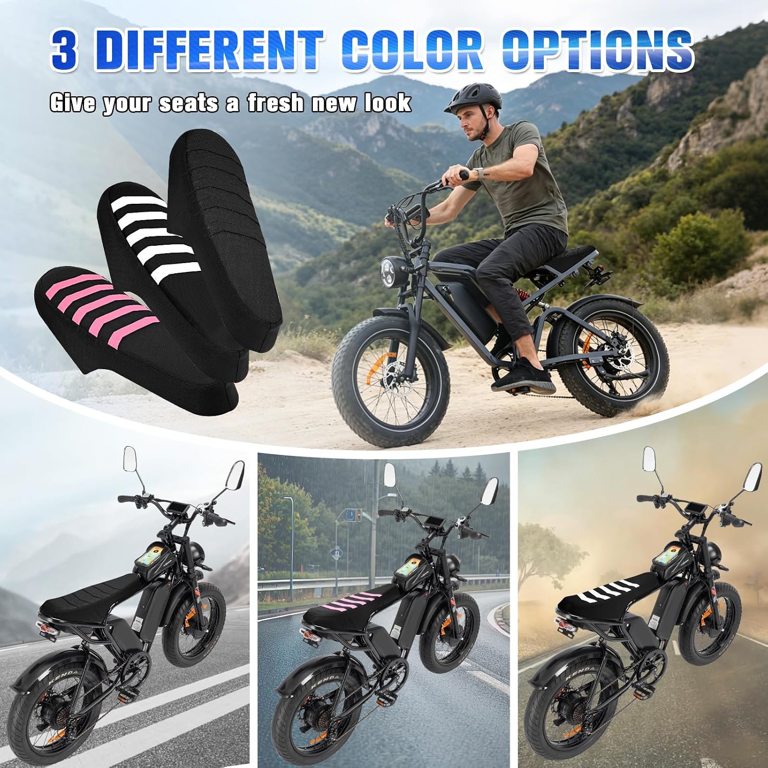 Non-Slip Ebike Seat Cover for Ristar Q20/Q20 Pro, TST R002 R002S, YVY K20, DTTZH F6/F6S/F6PRO EBike, Waterproof Soft PVC Seat Cover for E-Bike Electric Bike Accessories (Black)
